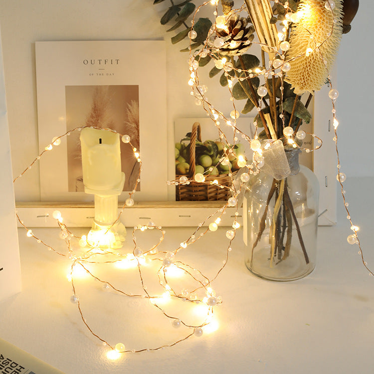 Beads Ins Room Decoration Christmas Lights Star Copper Wire String Lights