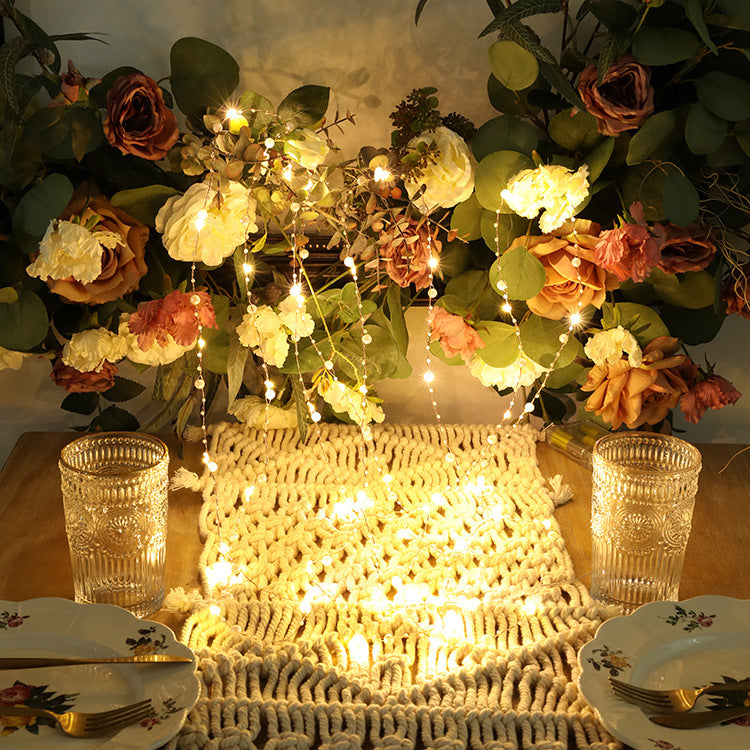 Beads Ins Room Decoration Christmas Lights Star Copper Wire String Lights
