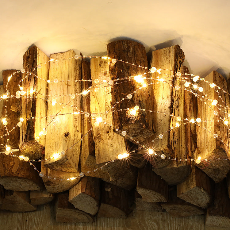 Beads Ins Room Decoration Christmas Lights Star Copper Wire String Lights