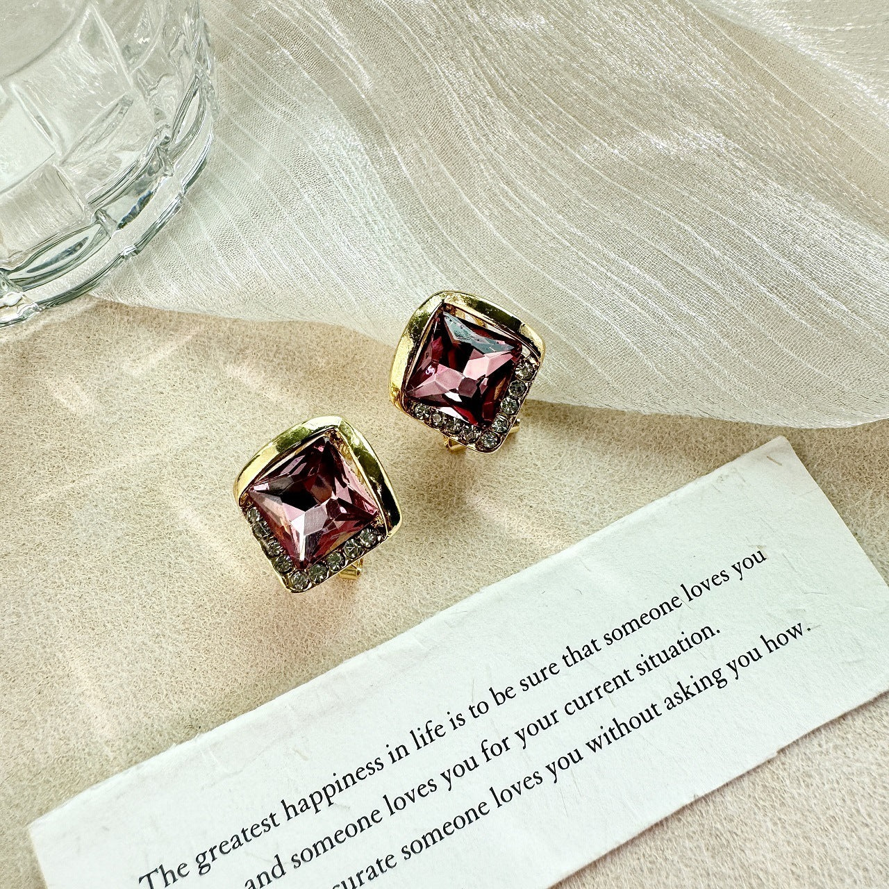 Diamond Purple Diamond Crystal Stud Earrings Small