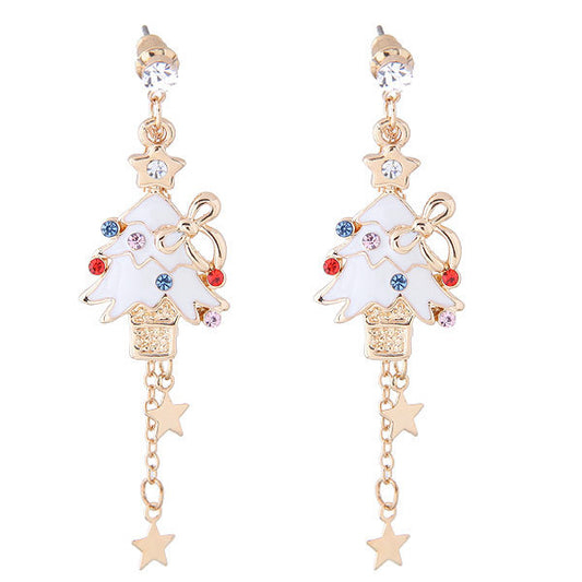 Christmas Earrings Elk Christmas Tree Studded Deer Christmas Earrings