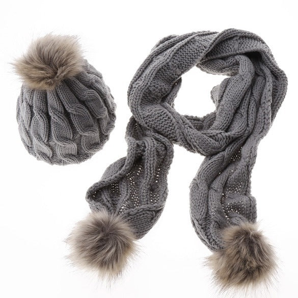 Ladies Woolen Scarf Hat Set Figure 8 Hat Scarf Set