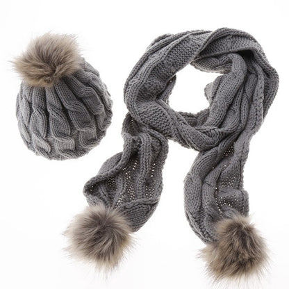 Ladies Woolen Scarf Hat Set Figure 8 Hat Scarf Set