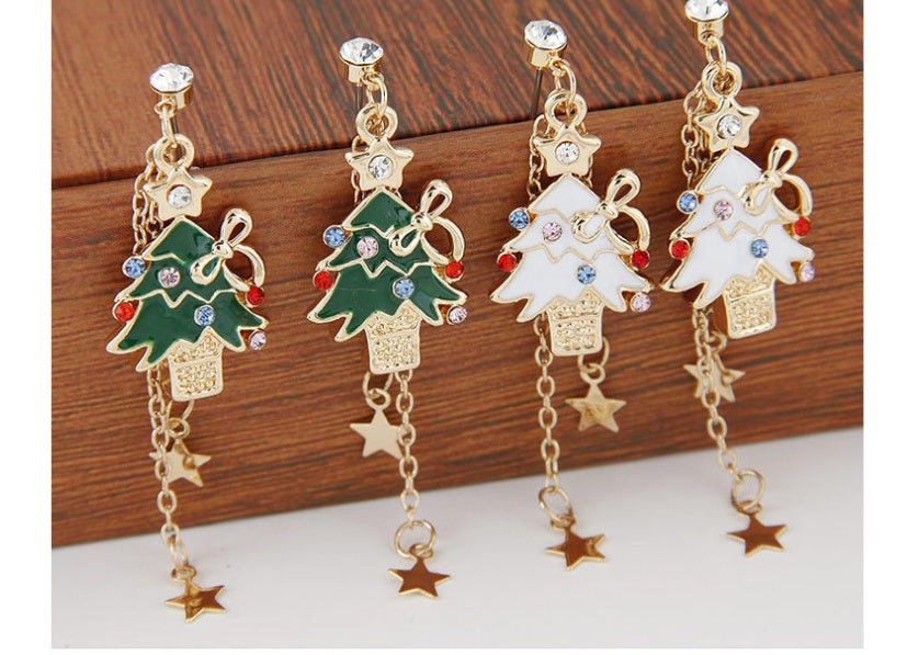 Christmas Earrings Elk Christmas Tree Studded Deer Christmas Earrings