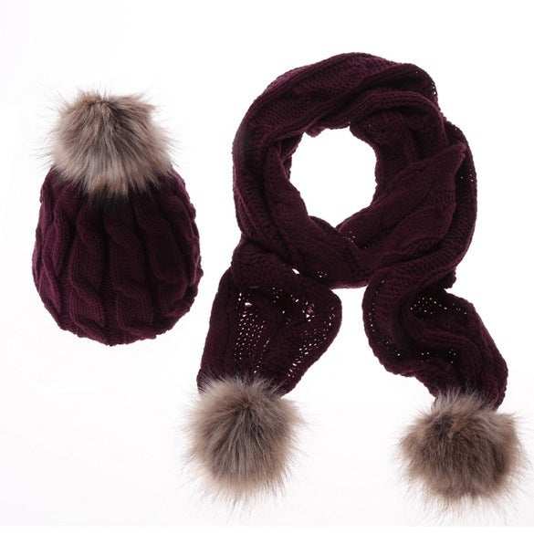 Ladies Woolen Scarf Hat Set Figure 8 Hat Scarf Set