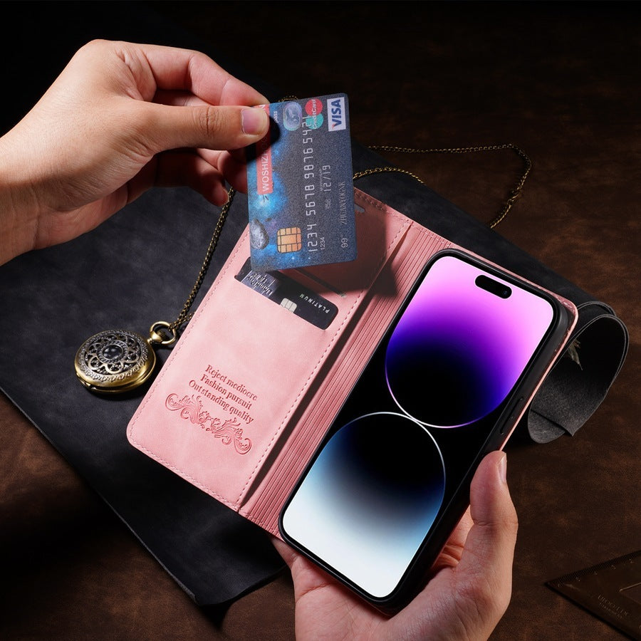 Mobile Phone Leather Wallet Card-inserting Mobile Phone Protective Case
