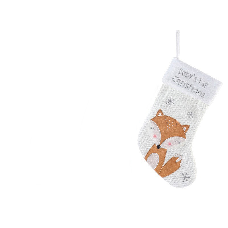 Babys First Christmas Fox Wool Gift Christmas Stockings