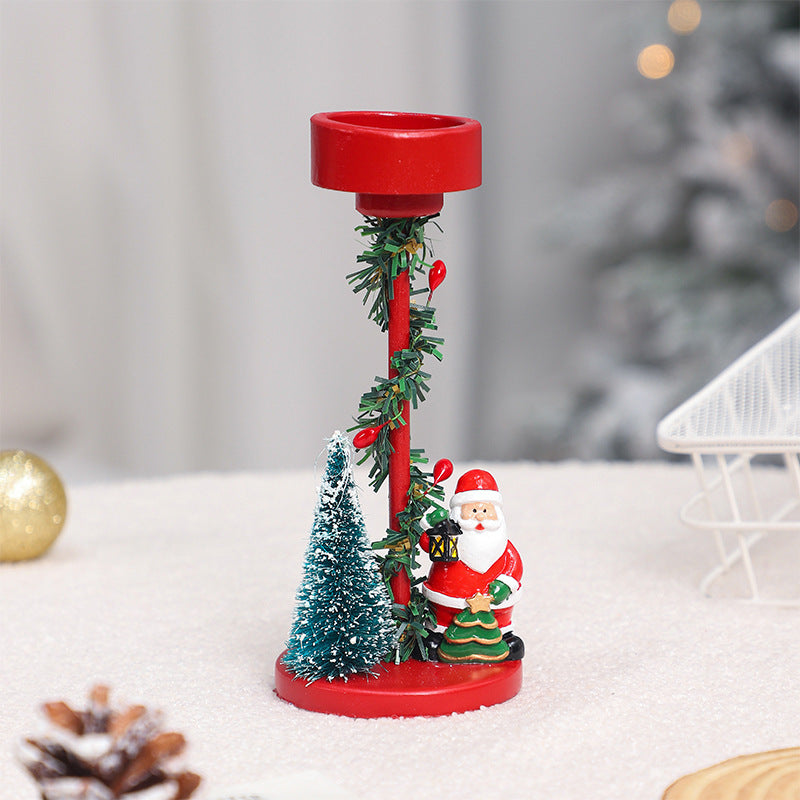 Christmas Decorations Desktop Resin Christmas Tree Santa Candlestick