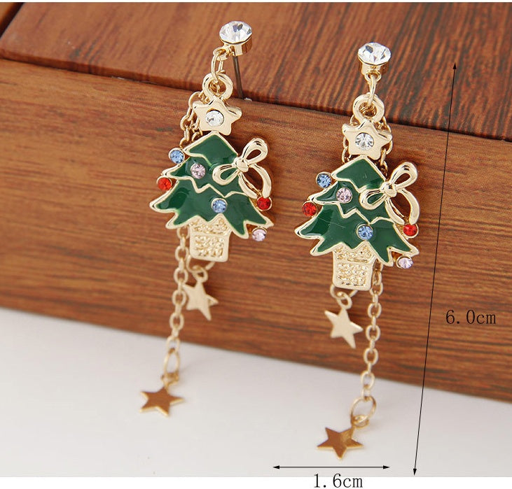 Christmas Earrings Elk Christmas Tree Studded Deer Christmas Earrings
