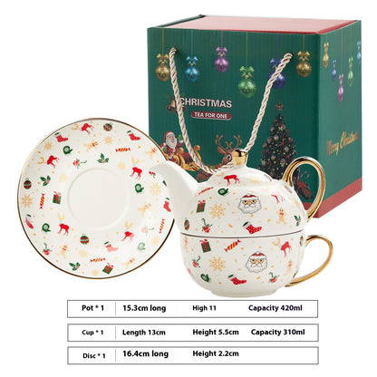 Creative Christmas Gold-plated Ceramic Cups And Plates