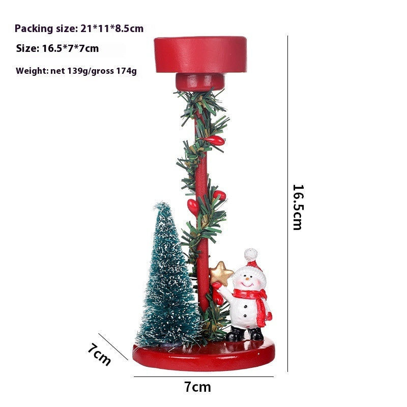 Christmas Decorations Desktop Resin Christmas Tree Santa Candlestick