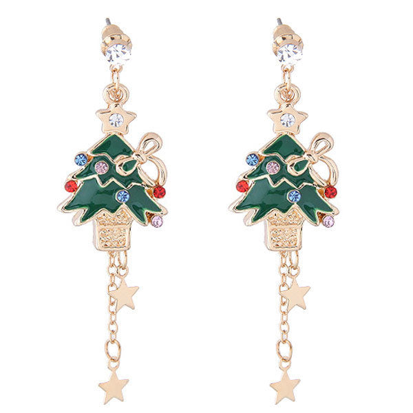 Christmas Earrings Elk Christmas Tree Studded Deer Christmas Earrings