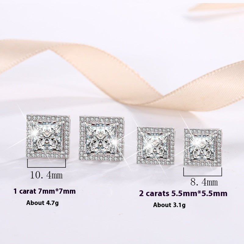 S925 Sterling Silver Earrings Moissanite Shaped