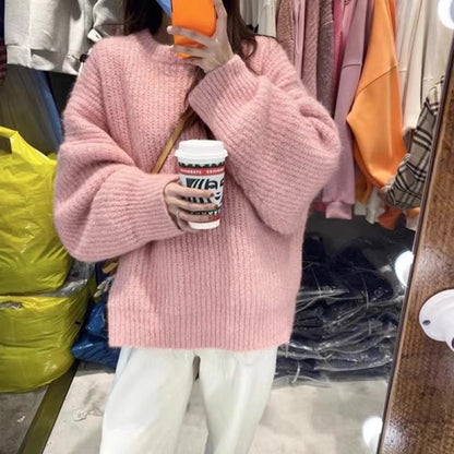 Top Loose And Lazy Style Soft Glutinous Sweet Knitted Sweater
