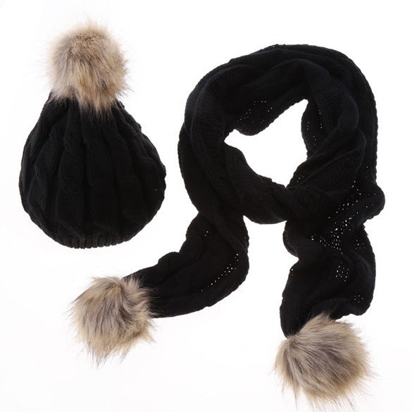 Ladies Woolen Scarf Hat Set Figure 8 Hat Scarf Set