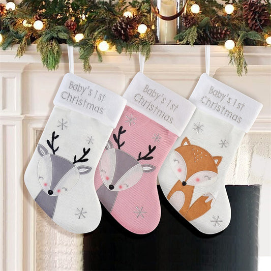 Babys First Christmas Fox Wool Gift Christmas Stockings