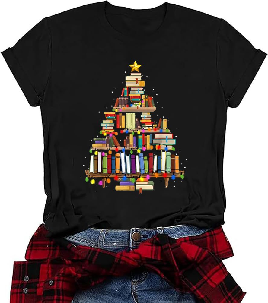 Amazon Christmas Printed Colored Cotton T-shirt