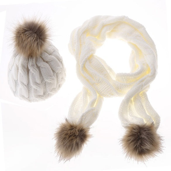 Ladies Woolen Scarf Hat Set Figure 8 Hat Scarf Set