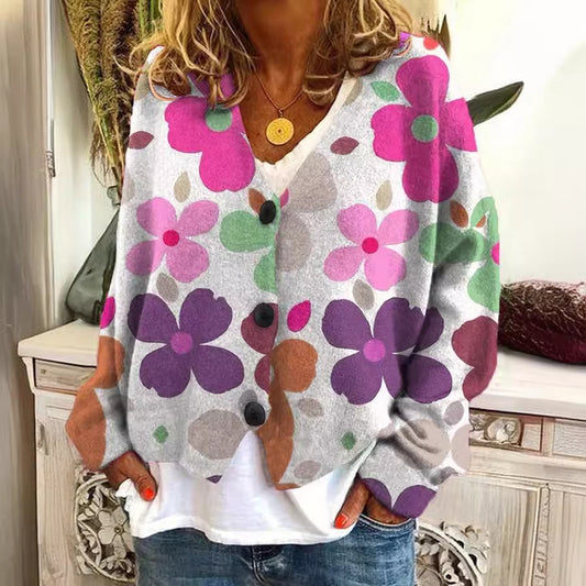 Printed Wear Cardigan Soft Feel Casual Cloak Coat Knitwear Sweater Foreign Trade