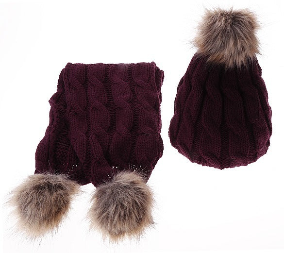 Ladies Woolen Scarf Hat Set Figure 8 Hat Scarf Set