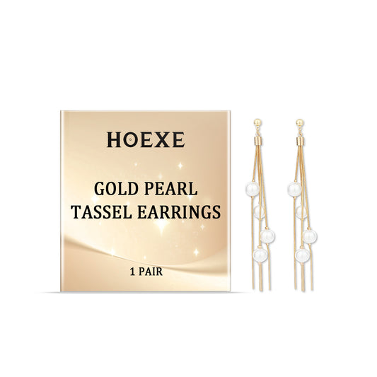 Golden Pearl Tassel Earrings