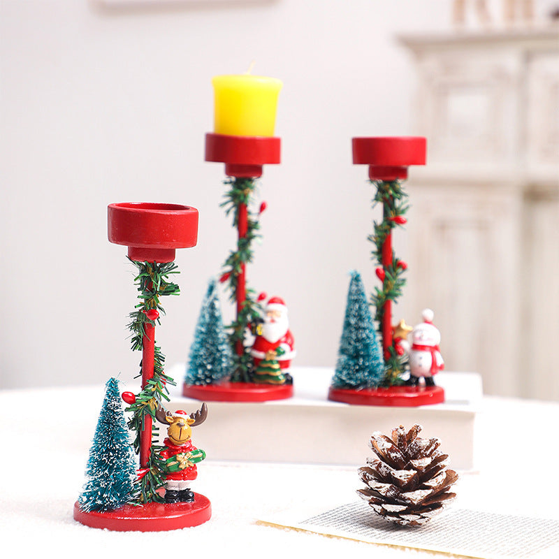 Christmas Decorations Desktop Resin Christmas Tree Santa Candlestick