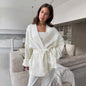 Lace-up Knitted Women's Sweater Coat Mid-length