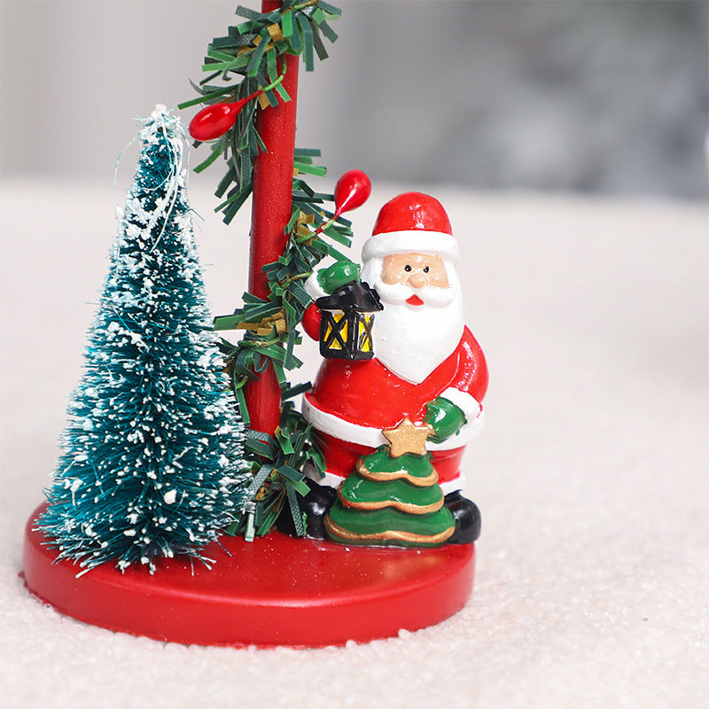 Christmas Decorations Desktop Resin Christmas Tree Santa Candlestick