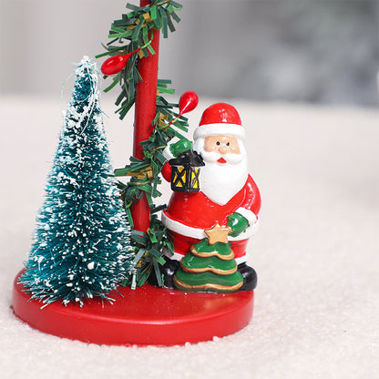 Christmas Decorations Desktop Resin Christmas Tree Santa Candlestick