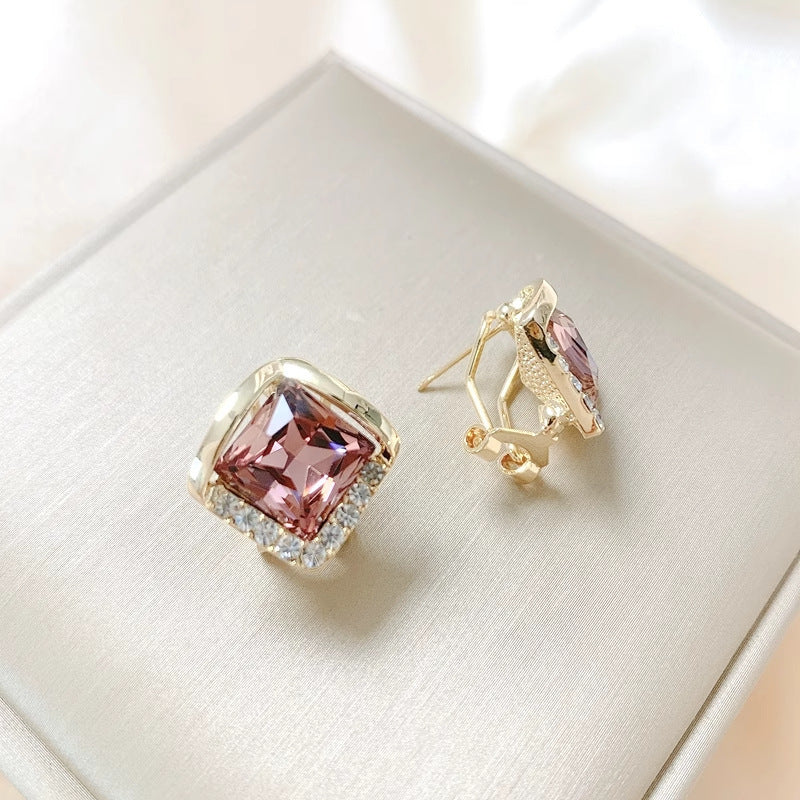 Diamond Purple Diamond Crystal Stud Earrings Small