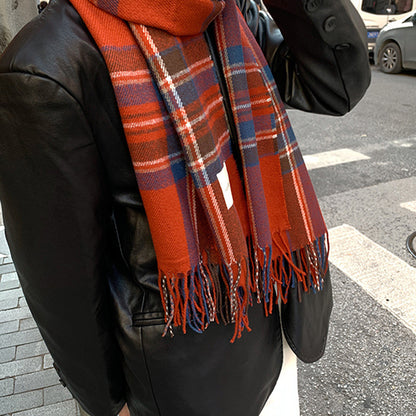 Tassel Plaid Vintage Scarf Ladies