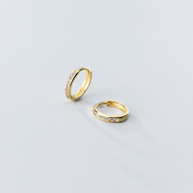 Silver Diamond Circular Earrings Artistic