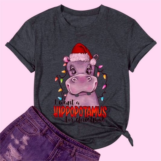 Amazon Christmas Printed Colored Cotton T-shirt