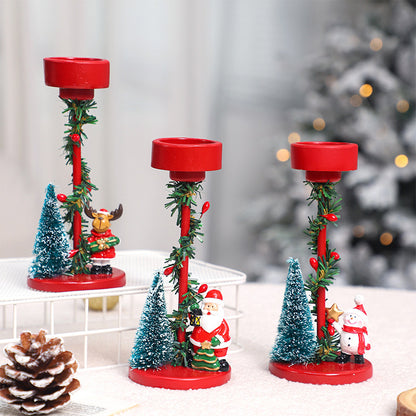 Christmas Decorations Desktop Resin Christmas Tree Santa Candlestick