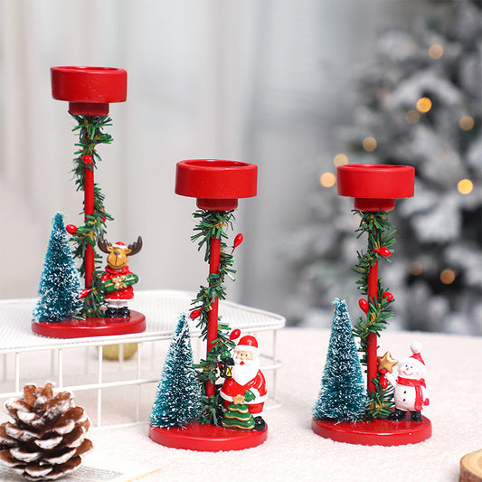 Christmas Decorations Desktop Resin Christmas Tree Santa Candlestick