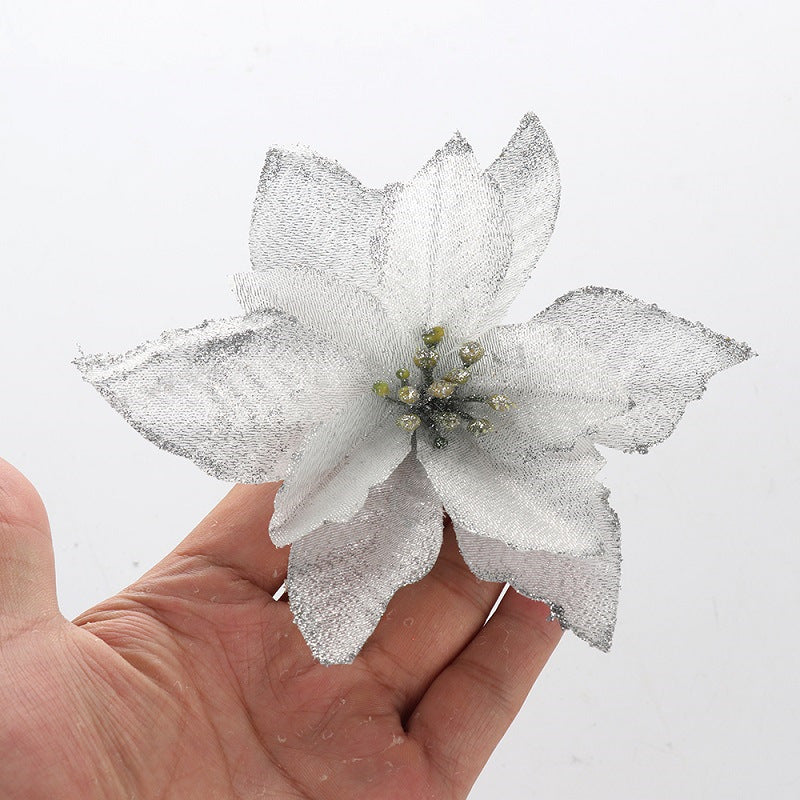 Artificial Christmas Poinsettia Flower 13cm Large Christmas Tree Decoration